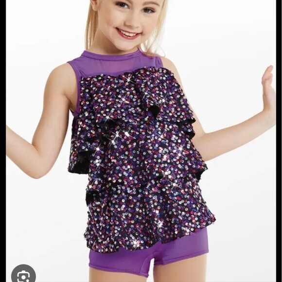 Weissman Sparkling Purple Dance Dress Biketard IC Purple Ballet Leotard Sequin - Picture 5 of 5